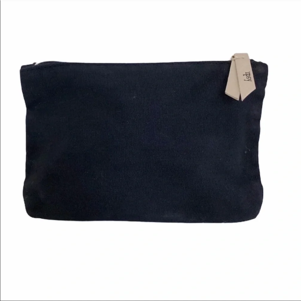 Ipsy Black & Gold Small Zip Up Makeup Cosmetic Bag